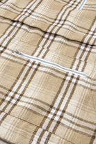 Drawstring Plaid Half Zip Raglan Sleeve Hoodie - Charming Charlie