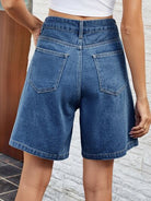High Waist Denim Shorts with Pockets - Charming Charlie