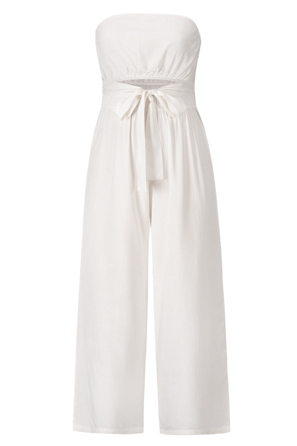 Tied Cutout Tube Wide Leg Jumpsuit - Charming Charlie