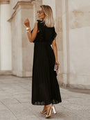 Ruffled Tied Surplice Long Sleeve Dress