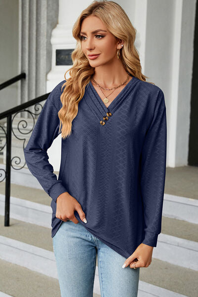 V-Neck Long Sleeve T-Shirt - Charming Charlie