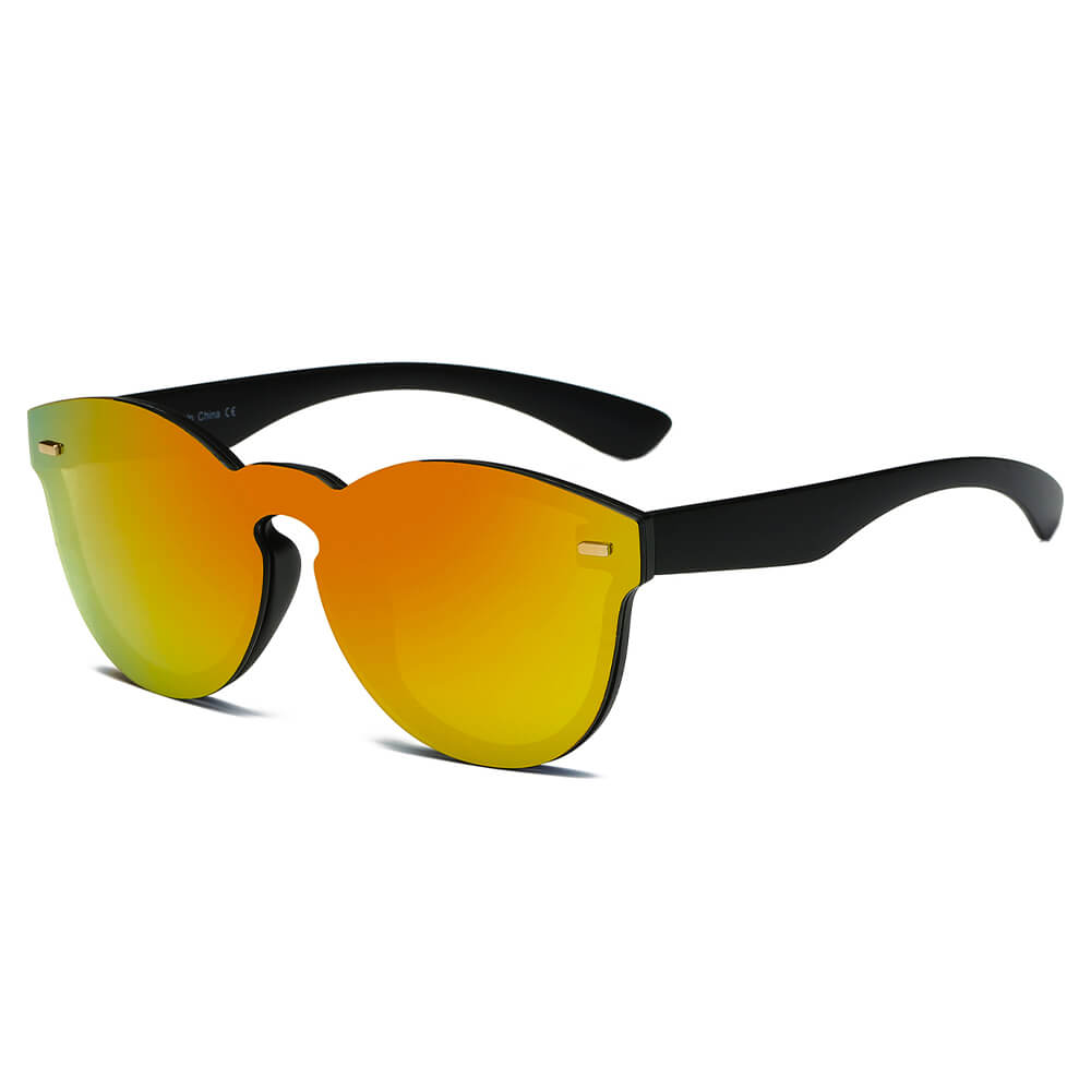 CRAMILO Reflective Mirrored Lens Rimless Squared Sunglasses