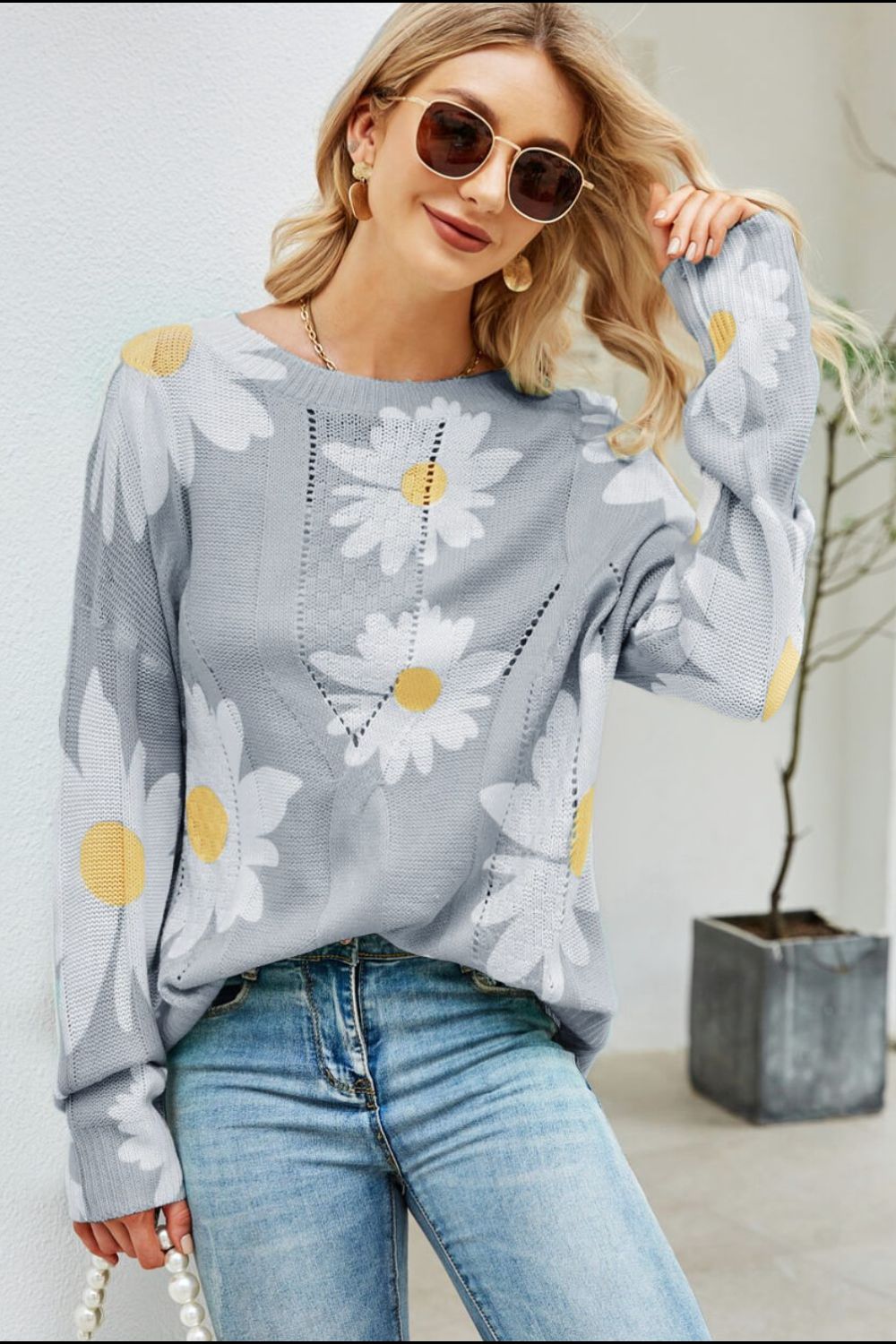 Burgundy Cable Knit Embroidered Collar Sweater | Knitwear