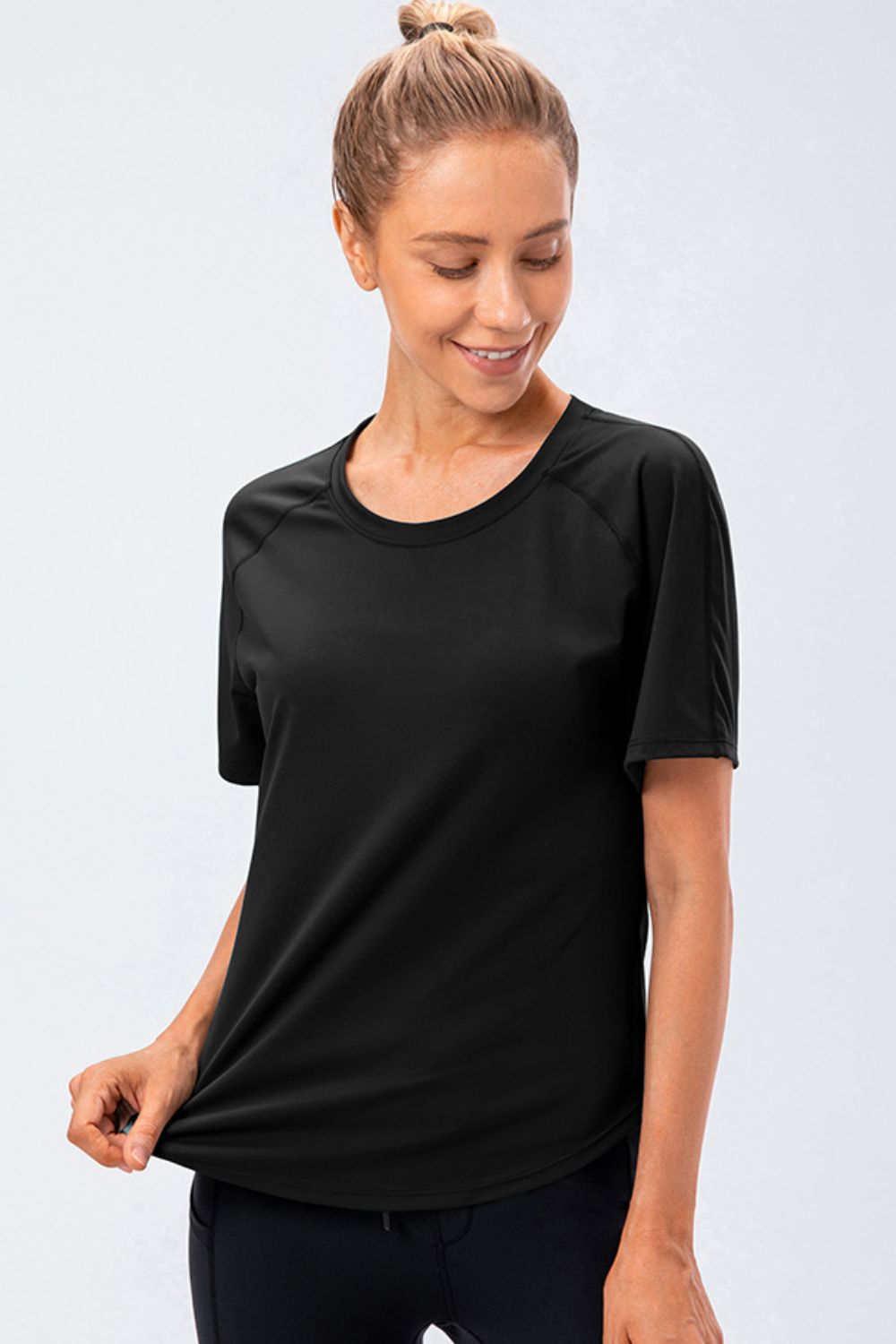 Round Neck Raglan Sleeve Active Tee - Charming Charlie