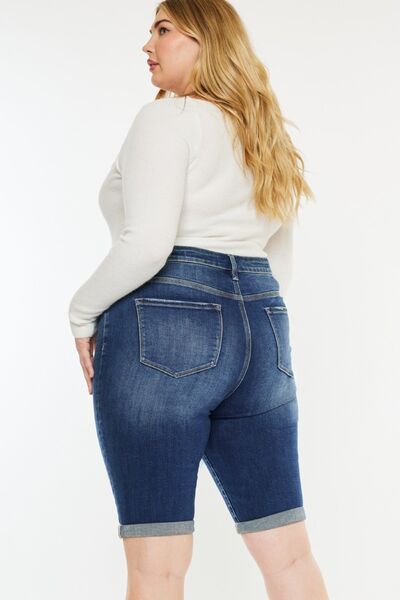 Kancan Full Size Cat's Whiskers Button Fly Denim Shorts - Charming Charlie