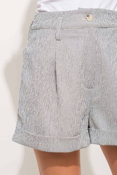 And The Why Pin Striped High Waist Rolled Shorts - Charming Charlie