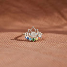 925 Sterling Silver Inlaid Zircon Lotus Shape Ring - Charming Charlie