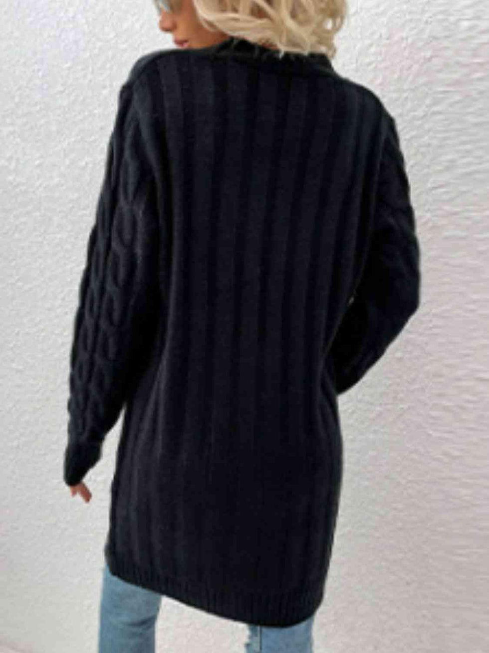 Cable-Knit Button Down V-Neck Cardigan