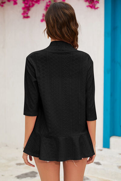 Eyelet Open Front Cardigan - Charming Charlie