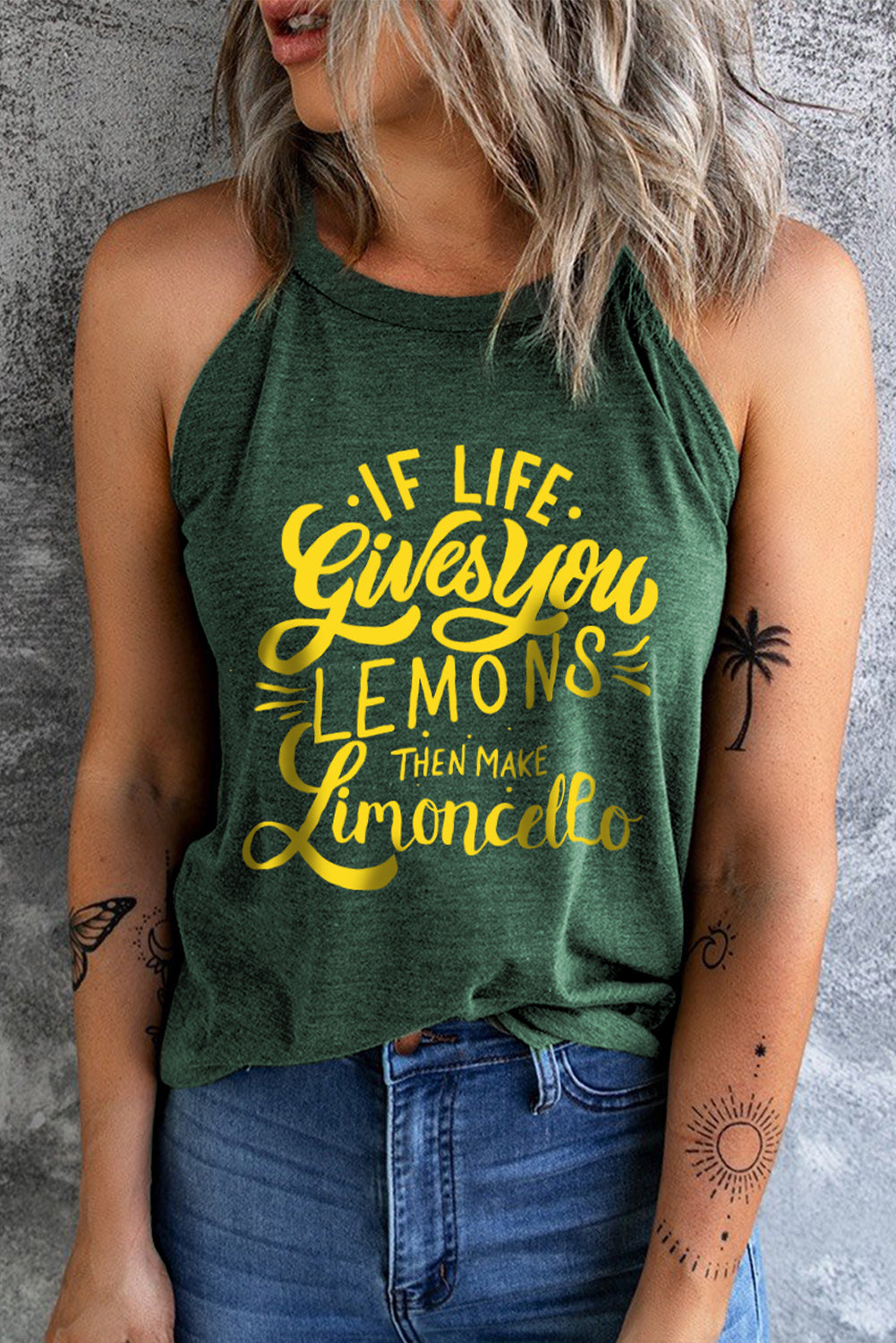 Slogan Graphic Round Neck Tank - Charming Charlie