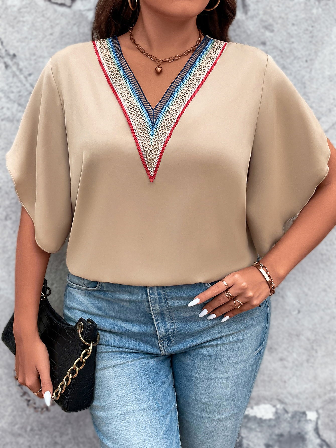 Plus Size V-Neck Flutter Sleeve Blouse - Charming Charlie