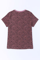 Animal Print Round Neck Short Sleeve T-Shirt - Charming Charlie