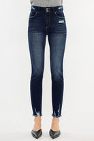 Kancan Full Size Cat's Whiskers Raw Hem High Waist Jeans - Charming Charlie