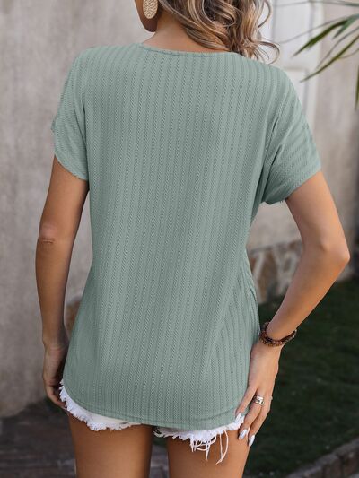 Textured Surplice Short Sleeve Blouse - Charming Charlie