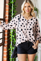 Printed Button Up Flounce Sleeve Shirt - Charming Charlie