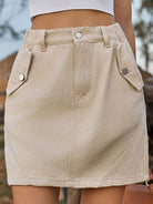 Pocketed Buttoned Mini Denim Skirt - Charming Charlie