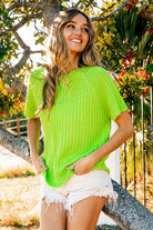 BiBi Texture Round Neck Short Sleeve Knit Top - Charming Charlie