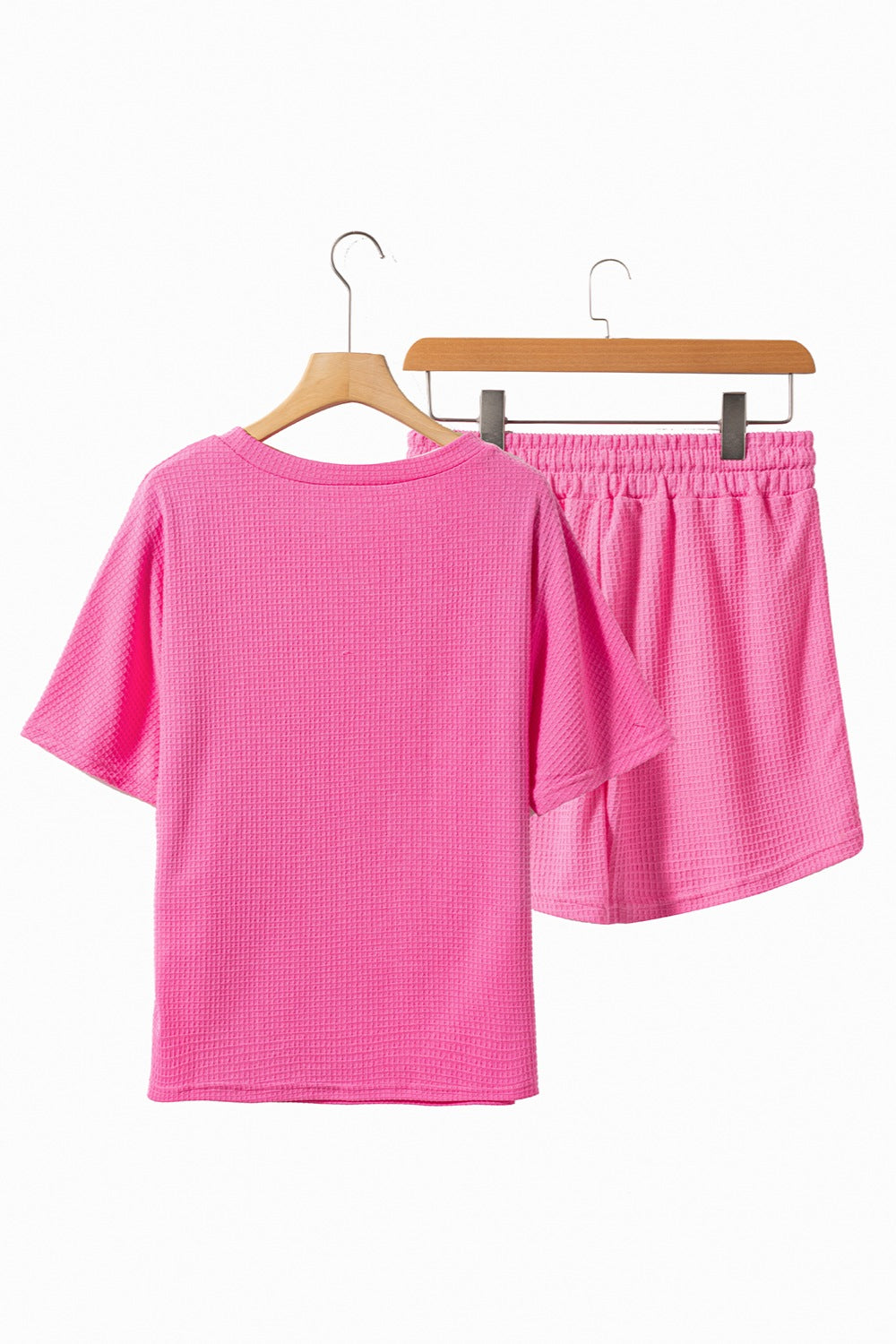 Waffle-Knit Round Neck Top and Shorts Set - Charming Charlie