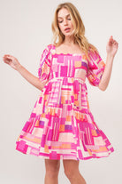 And The Why Color Block Puff Sleeve Dress - Charming Charlie