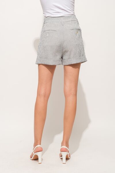 And The Why Pin Striped High Waist Rolled Shorts - Charming Charlie