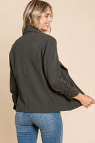 Culture Code Full Size Ruched Open Front Long Sleeve Jacket - Charming Charlie