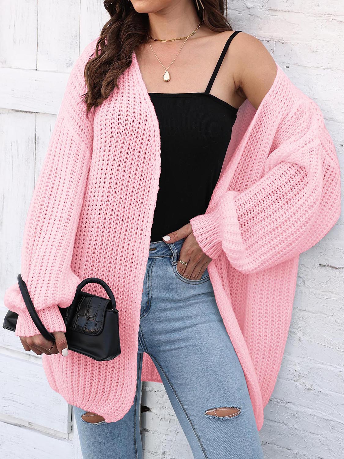 Open Front Dropped Shoulder Longline Cardigan – Charming Charlie