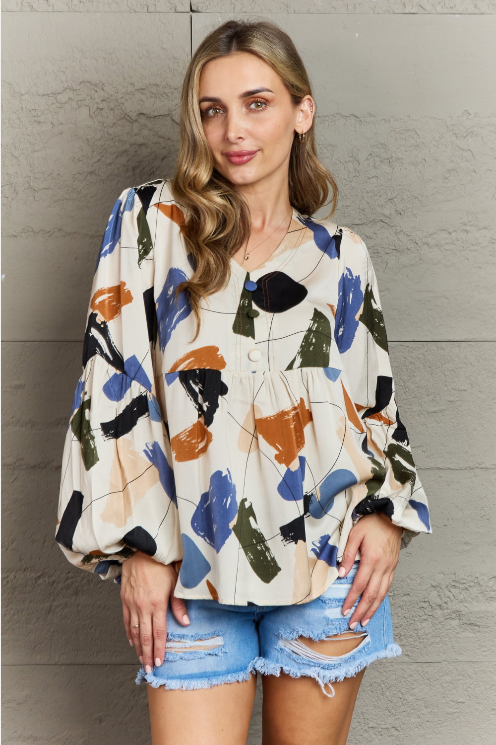 Hailey & Co Wishful Thinking Multi Colored Printed Blouse - Charming Charlie