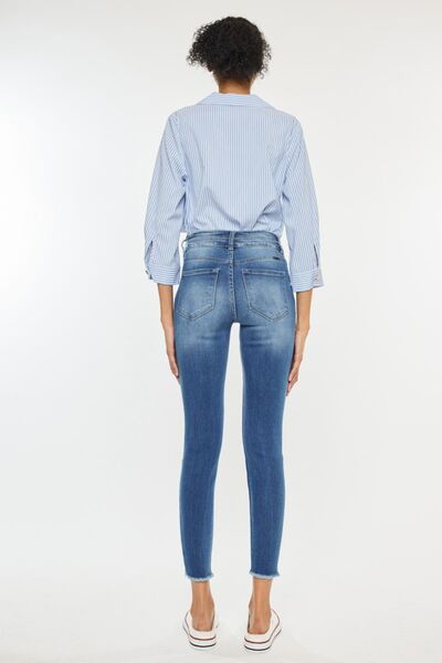 Kancan Distressed Raw Hem High Waist Jeans - Charming Charlie