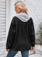 Pocketd Button Up Detachable Hooded Denim Jacket - Charming Charlie