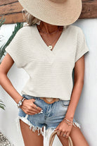 V-Neck Short Sleeve Blouse - Charming Charlie