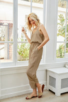 V-Neck Spaghetti Strap Sleeveless Jumpsuit - Charming Charlie