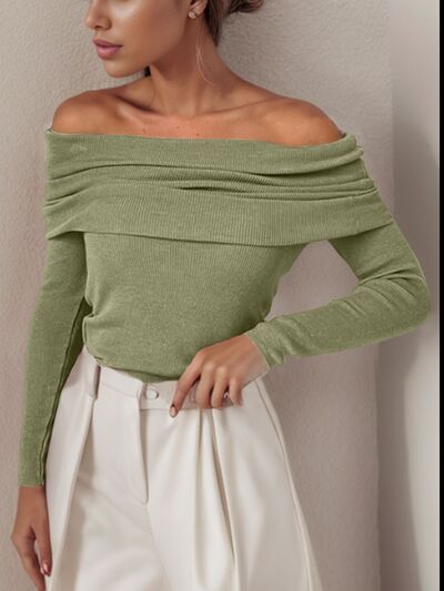 Off-Shoulder Long Sleeve Sweater - Charming Charlie