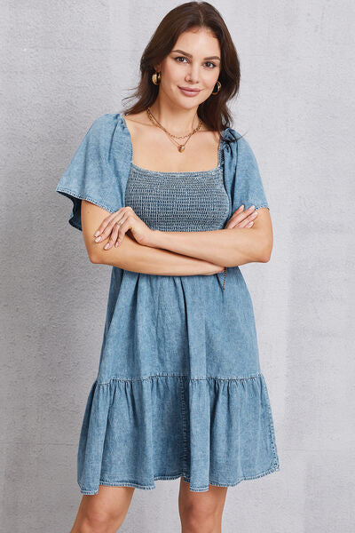 charli mini denim dress Charlie Denim Mini Dress
