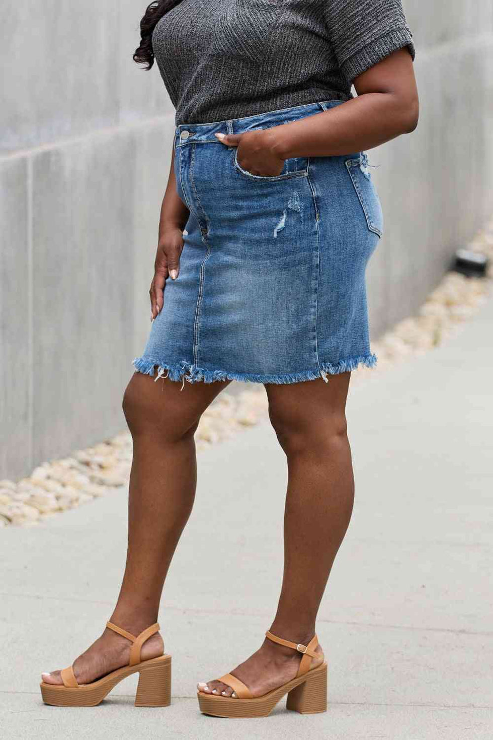 RISEN Amelia Full Size Denim Mini Skirt main image 0