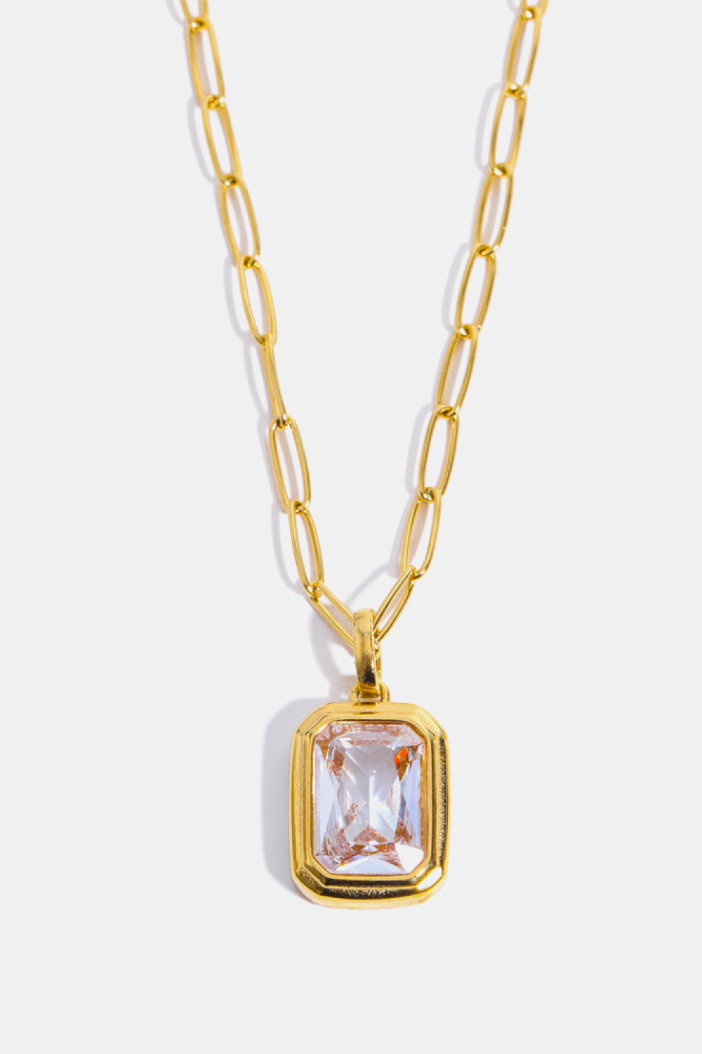 Zircon 18K Gold-Plated Geometrical Shape Pendant Necklace - Charming Charlie