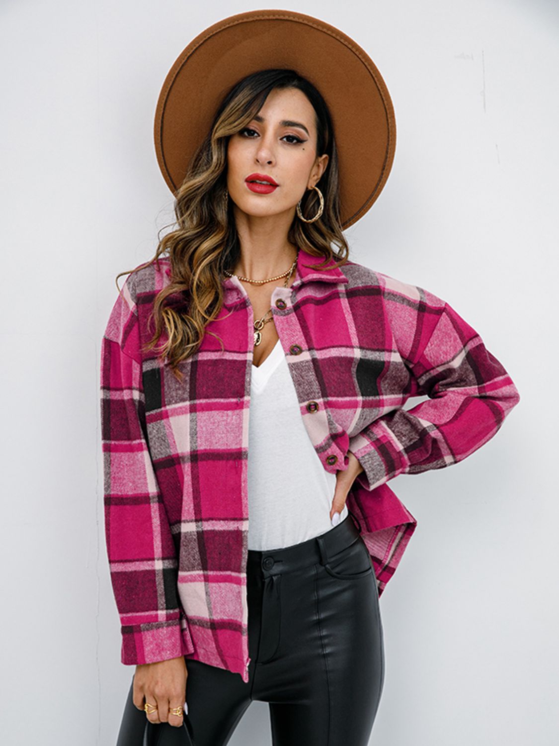 Plaid Button-Down Jacket – Charming Charlie