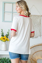 Heimish Full Size USA Contrast Trim Short Sleeve T-Shirt - Charming Charlie
