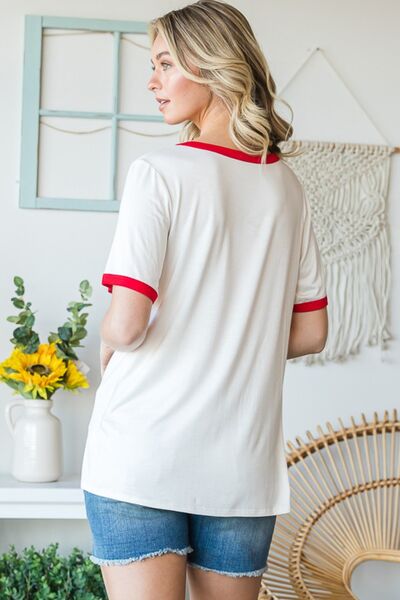 Heimish Full Size USA Contrast Trim Short Sleeve T-Shirt - Charming Charlie