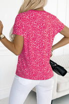 Animal Print Round Neck Short Sleeve T-Shirt - Charming Charlie