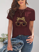 Rabbit Graphic Round Neck Short Sleeve T-Shirt - Charming Charlie
