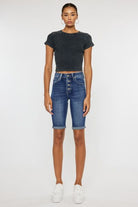 Kancan Full Size Cat's Whiskers Button Fly Denim Shorts - Charming Charlie