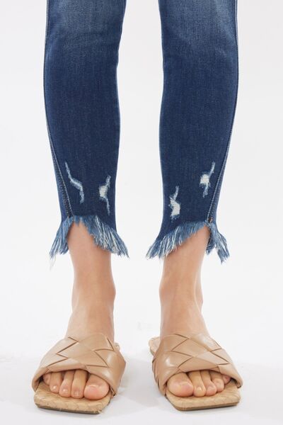 Kancan Raw Hem High Waist Cropped Jeans - Charming Charlie