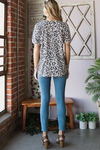 Heimish Leopard Round Neck Petal Sleeve T-Shirt - Charming Charlie
