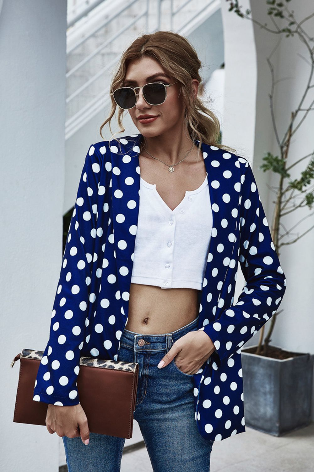 Blue polka hot sale dot blazer