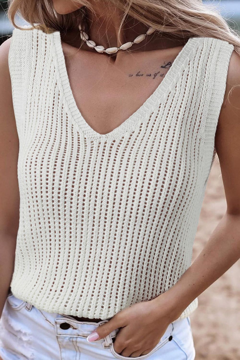 V-Neck Wide Strap Knit Vest - Charming Charlie