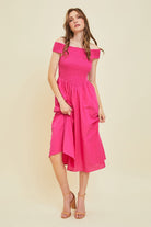 HEYSON Off-Shoulder Smocked Midi Dress - Charming Charlie