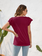Ruffled Square Neck Cap Sleeve Blouse - Charming Charlie