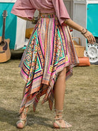 Printed High Waist Handkerchief Hem Skirt - Charming Charlie