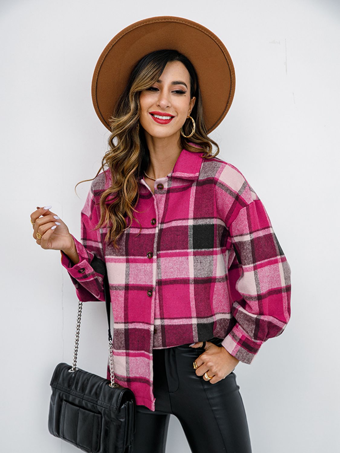 Plaid Button-Down Jacket – Charming Charlie