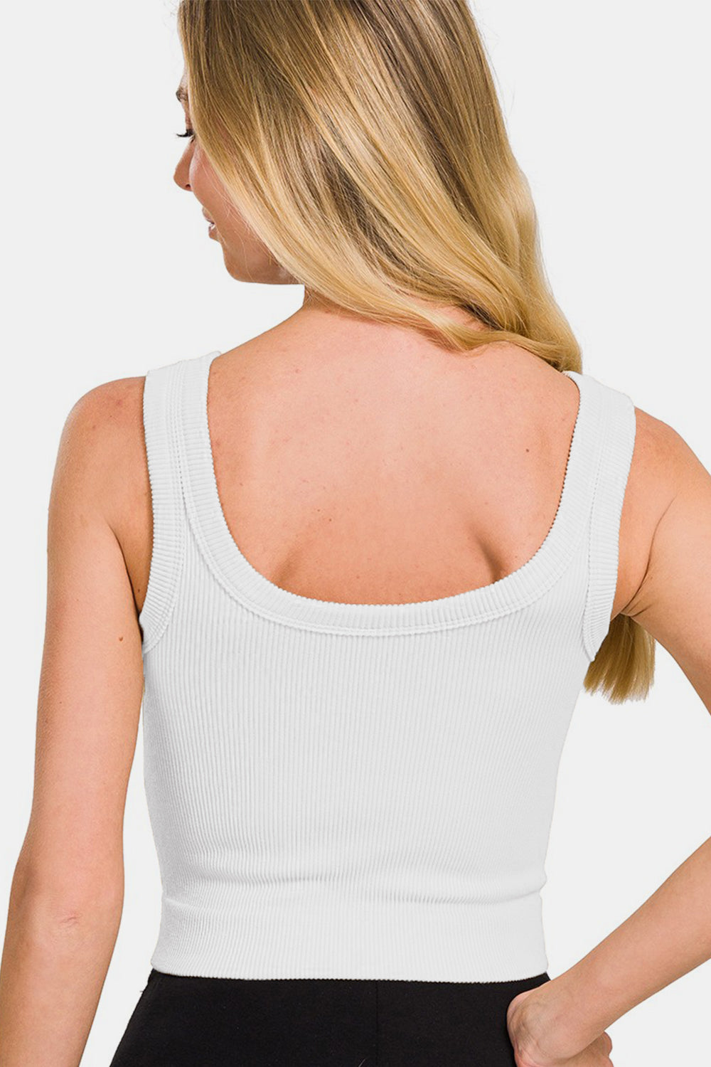 Zenana Ribbed Round Neck Cropped Tank - Charming Charlie
